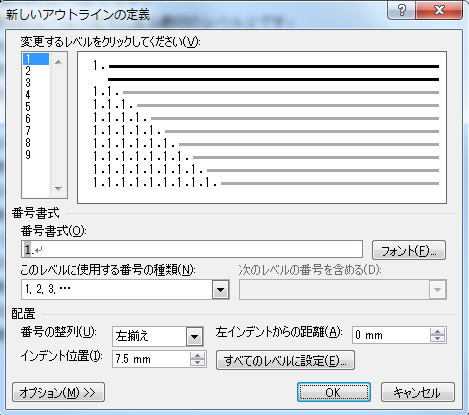 アウトラインとスタイル